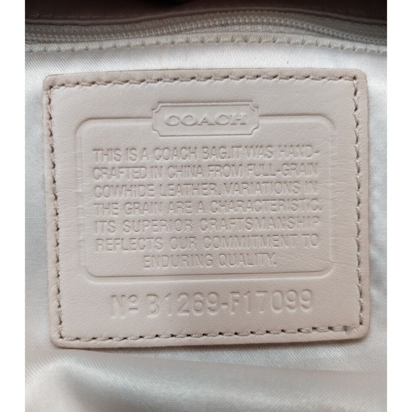 Coach North South Taupe Woven Leather Outside Pockets Shoulder Bag - Picture 12 of 16